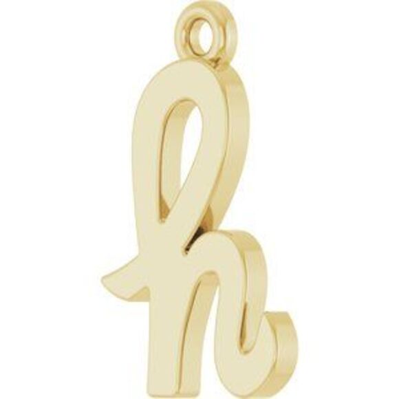 Kazi Luxury 10K Yellow Script Initial H Dangle - Picture 2 of 5